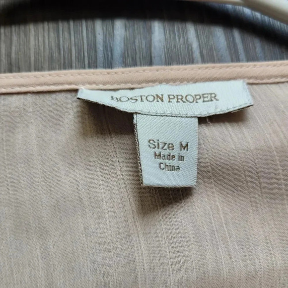 Boston Proper Women's Kaftan Chiffon Blouse Size M Brown Ombre V-neck Studded - Picture 2 of 11